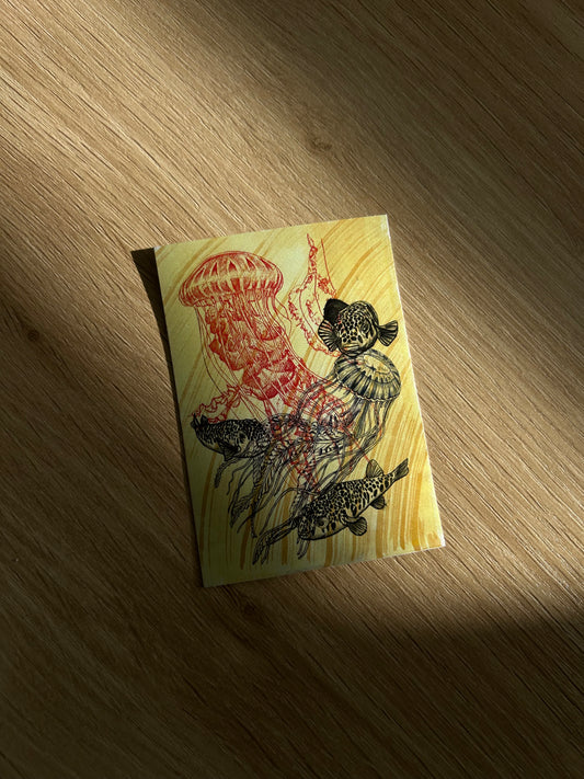 Yellow jellyfish sticker